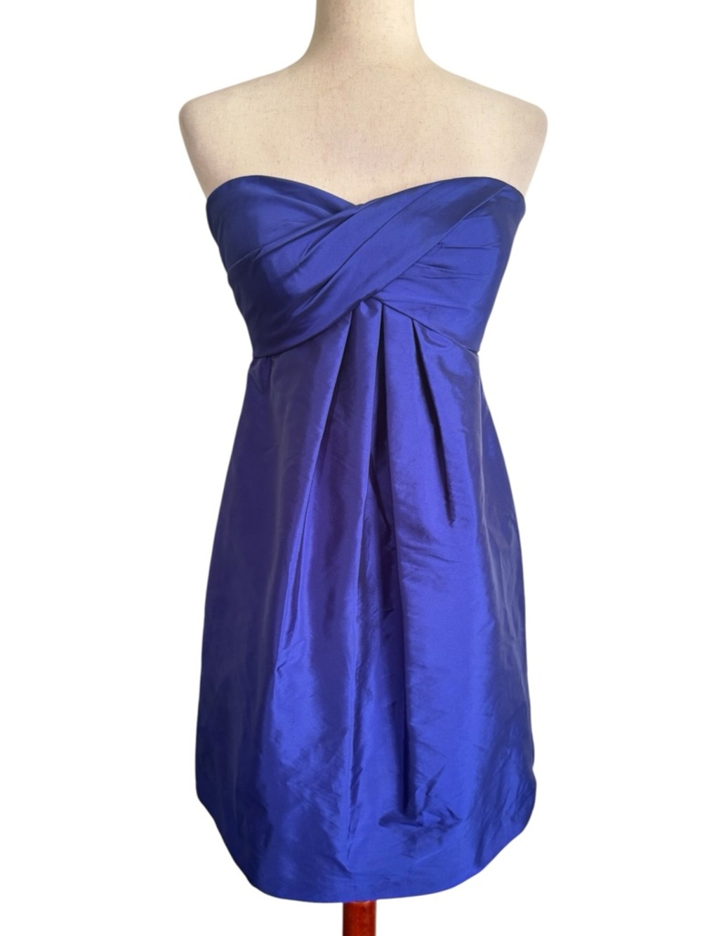 Vintage Cache Strapless Satin Dress in Vibrant Blue